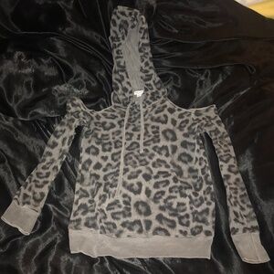 Size XS-S Grey black hoodie with jaguar print (free gift)